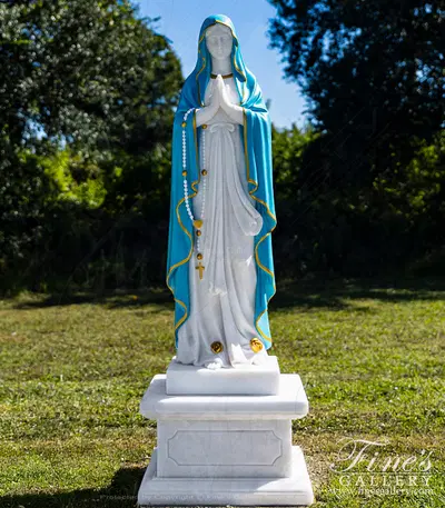 Lady of Lourdes Statue in Hand Painted Marble