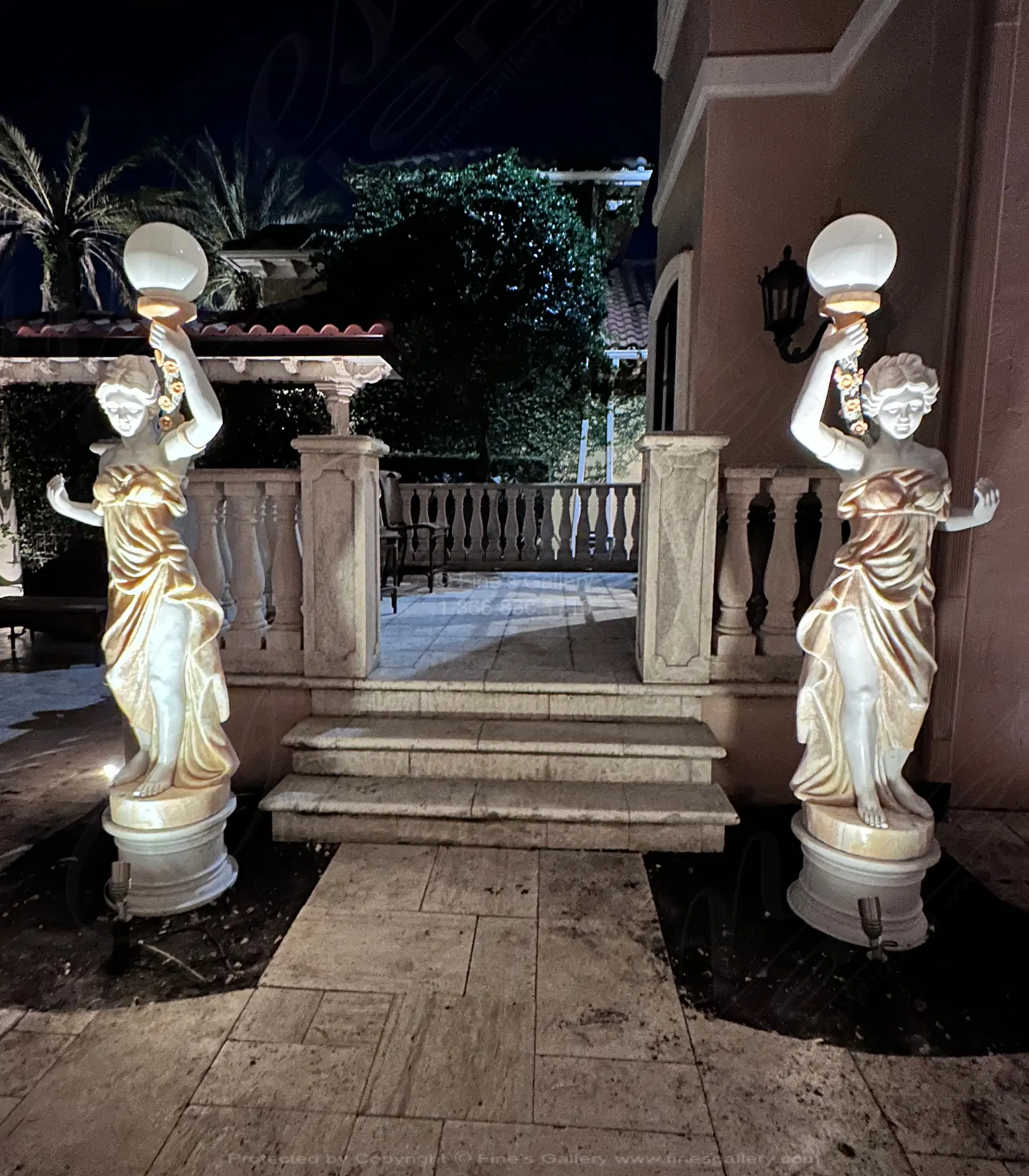Figural Female Marble Lamp Post Pair — Model MS-1383 — detail view 1