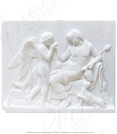 Sipping Cherub Greco Roman Marble Relief
