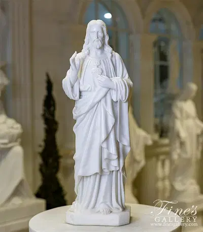 24 inch Sacred Heart of Jesus Marble Statue