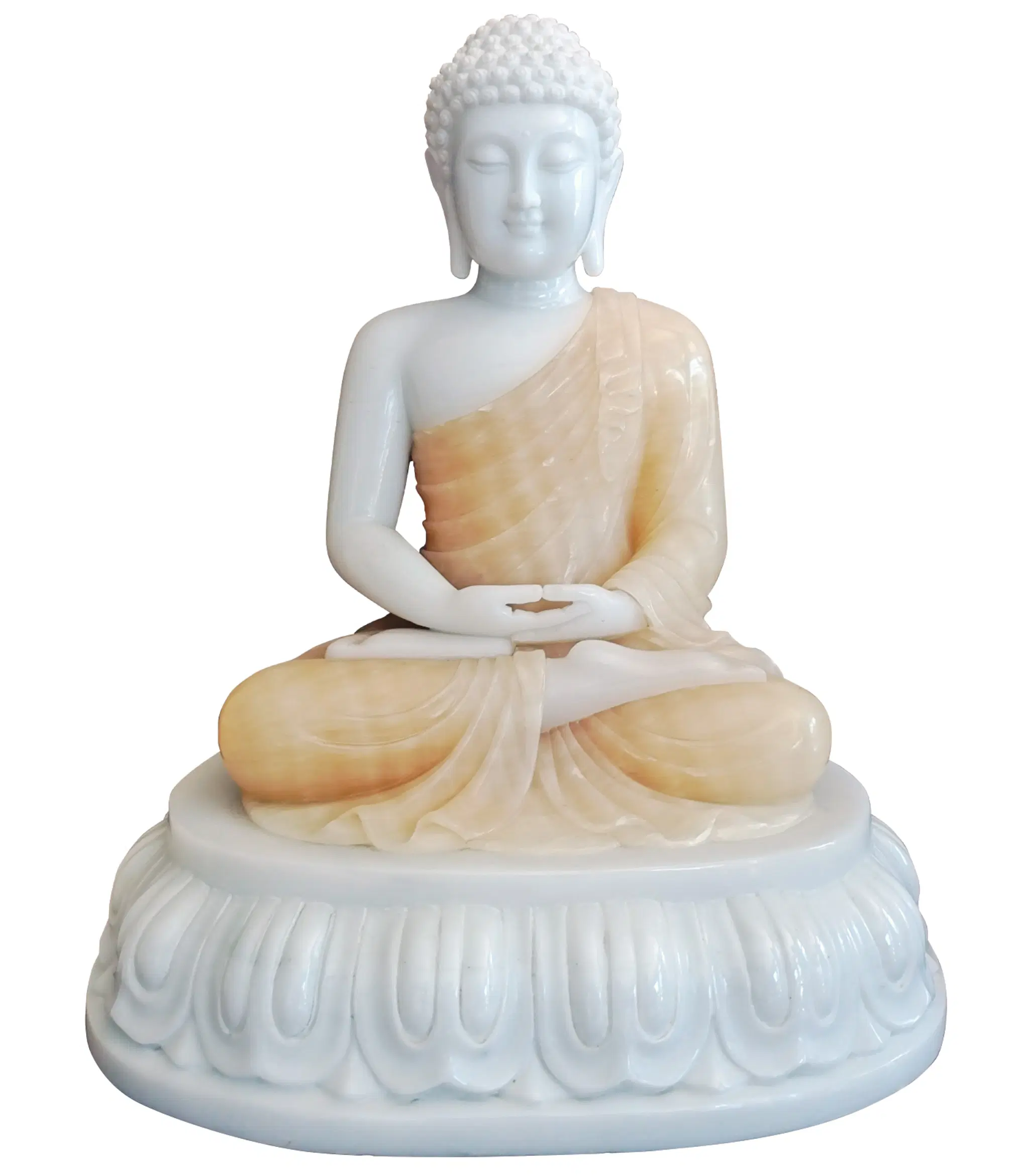 15 Inch Marble and Onyx Buddha Statue