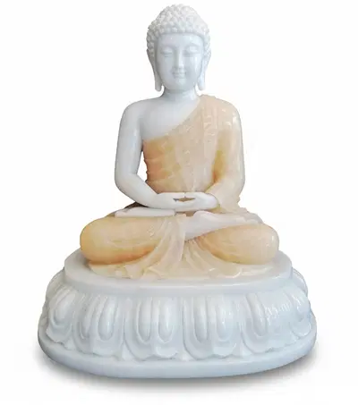 15 Inch Marble and Onyx Buddha Statue 