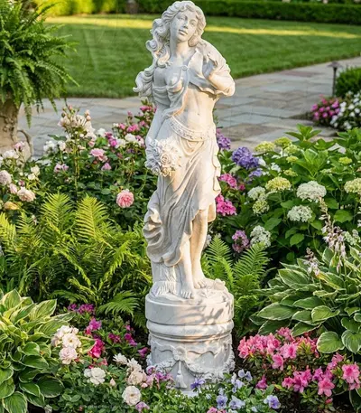 Dancing Female Statue in Statuary White Marble