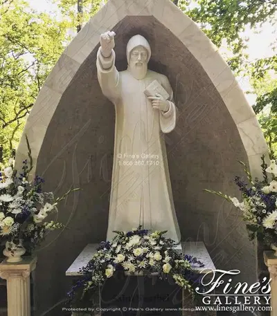 Saint Sharbel - 72 Inch tall in Solid Statuary White Marble
