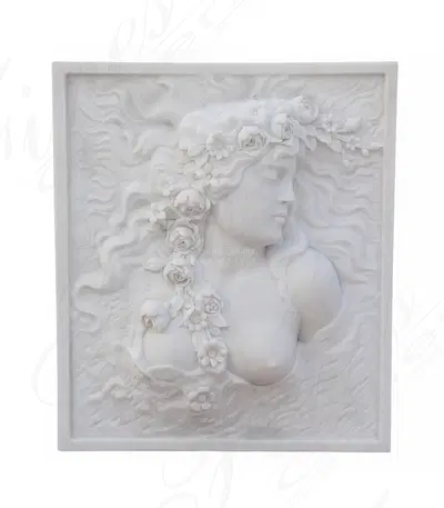 Floral Beauty Hand Carved Marble Relief