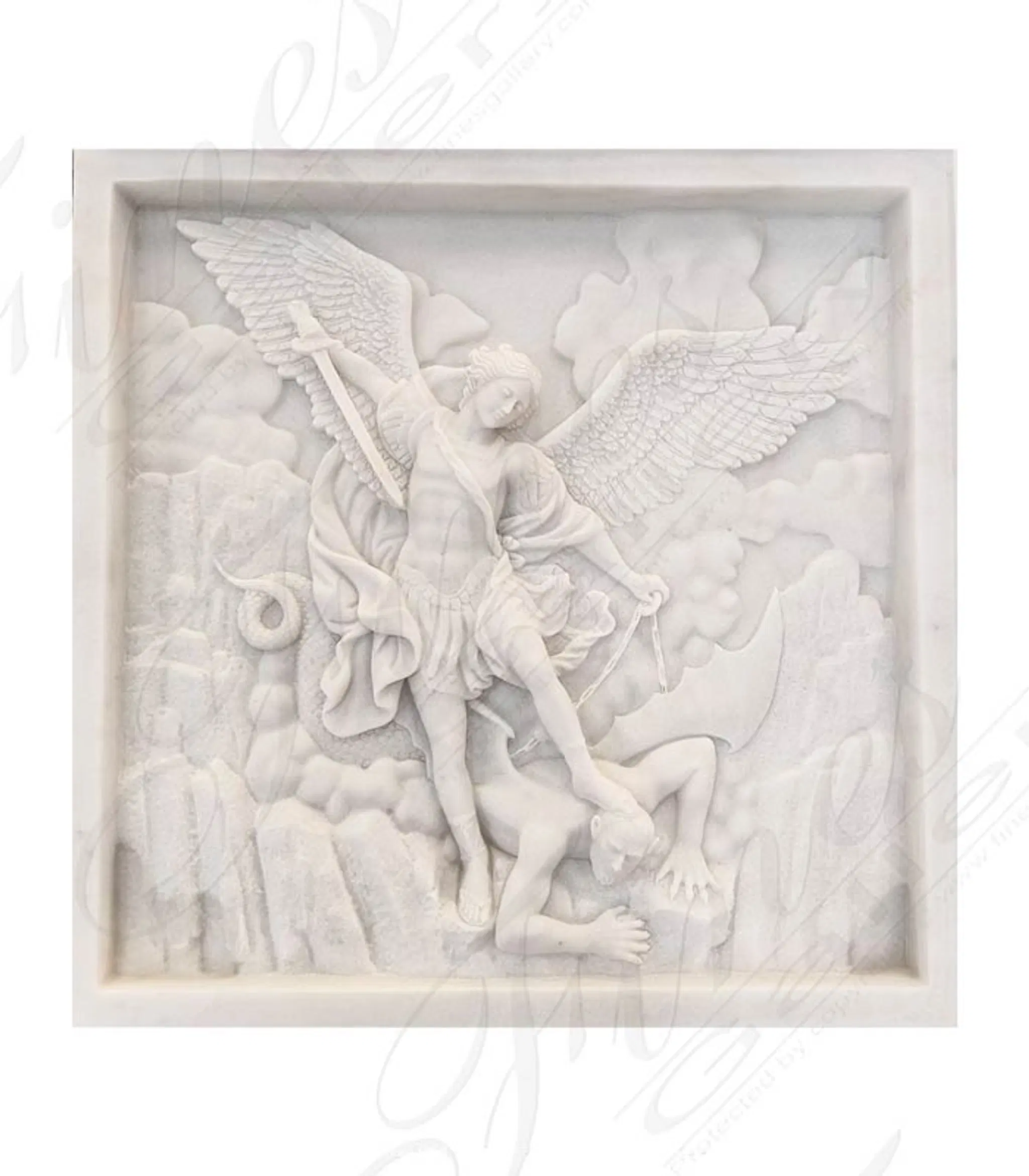Archangel Michael Marble Profile Relief