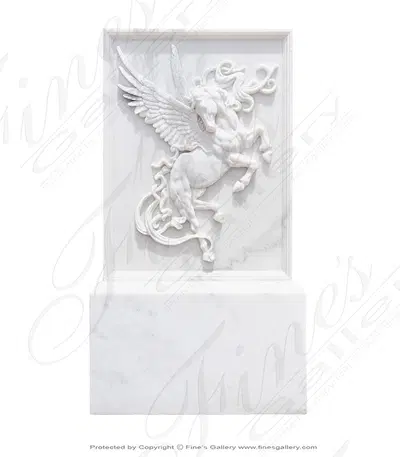 Pegasus Marble Relief in Statuary White Marble