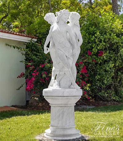 Three Graceful Maidens Carved Marble Statue
