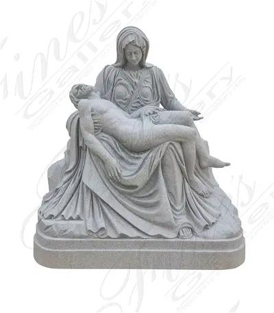 Carved Pieta Statue in Imperial Granite