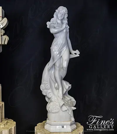 Enchanted Garden Nymph Statue - Handcrafted White Marble Sculpture - Elegant Home Decor