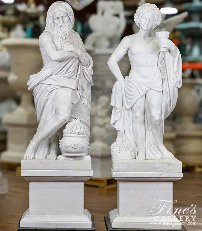 Dionysus and Zues marble statue pair