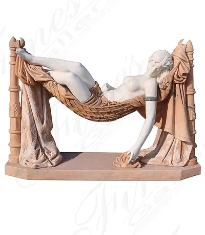 Classical Carved Lady in Hammock Marble Statue
