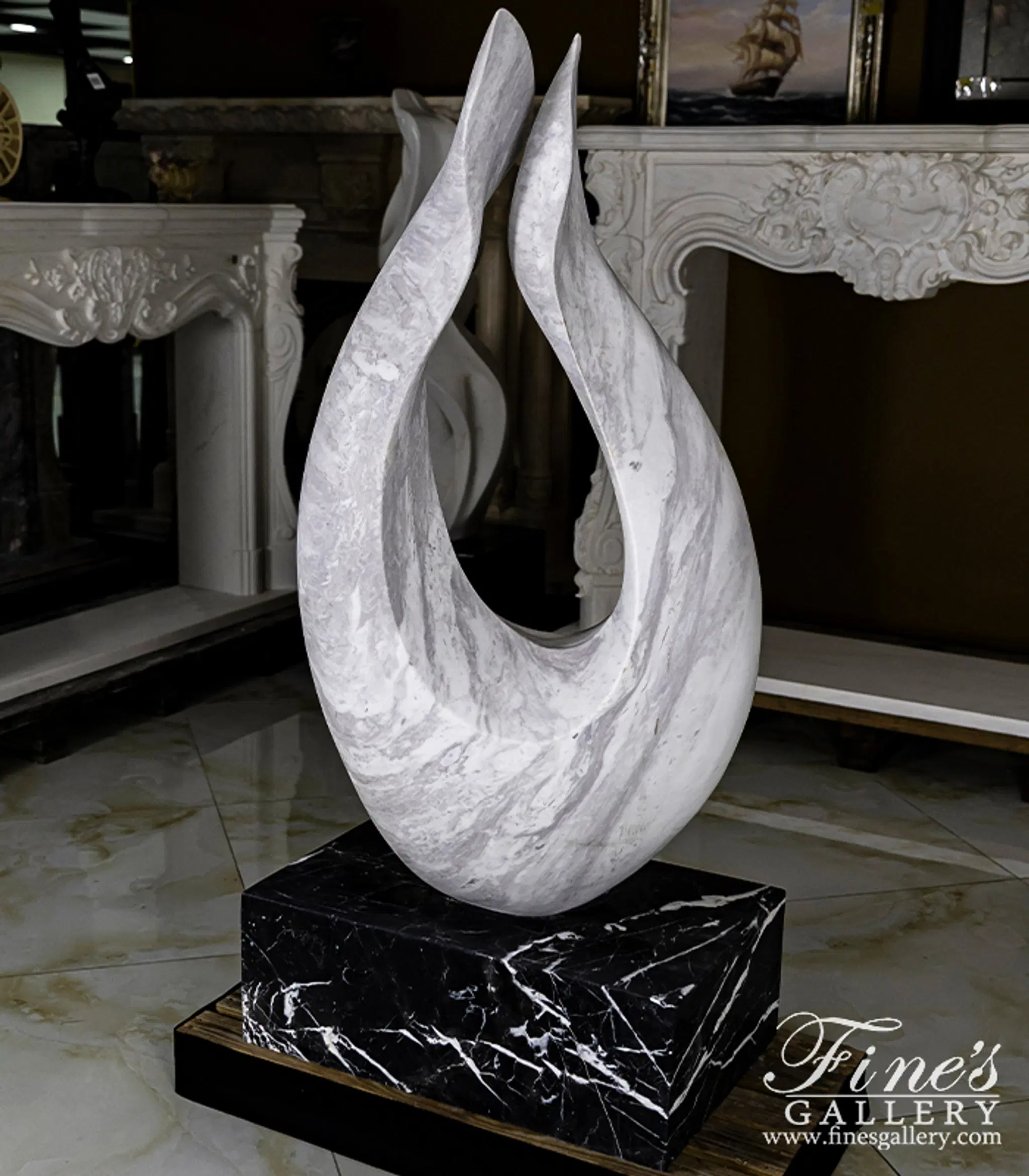 Abstract Flame in Volokas and Marquina Marble