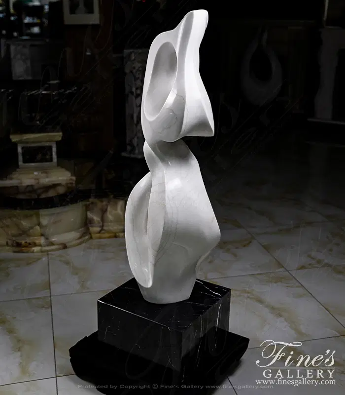 Abstract Marble Statue & Base | Modern Art Sculpture