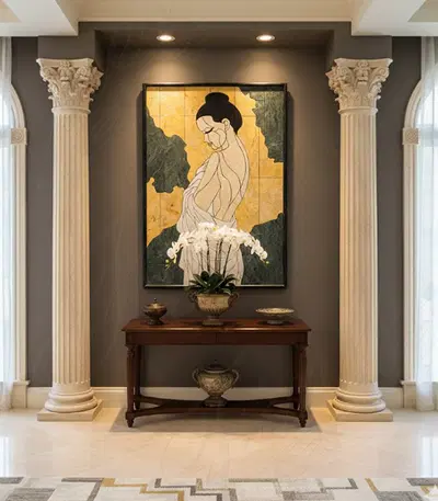 Bathing Beauty Marble Wall Mosaic