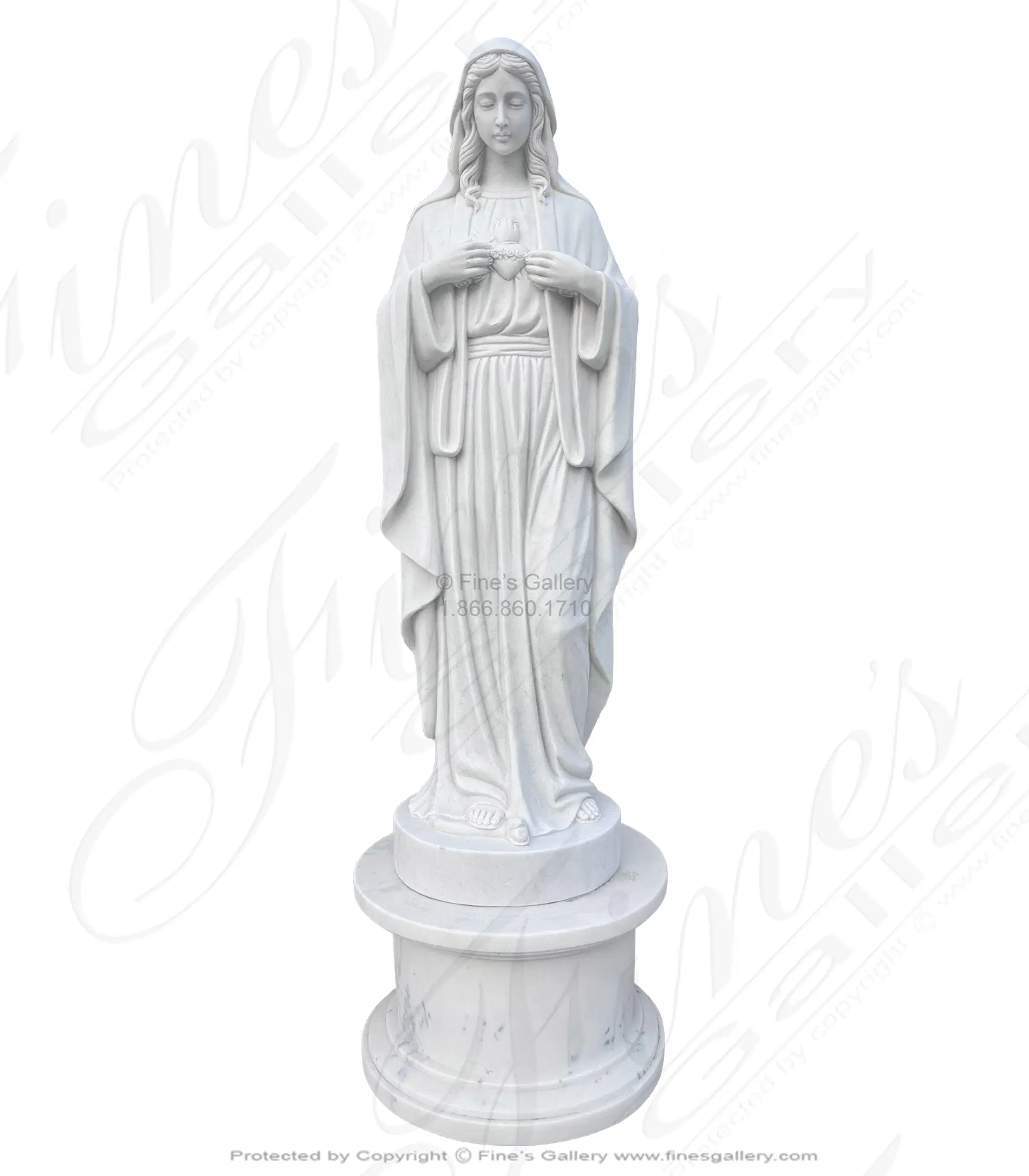 48" Sacred Heart of Mary Marble Statue