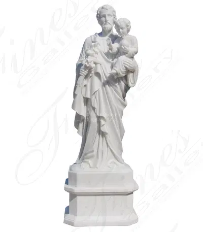 St Joseph with Baby Jesus Marble Statue