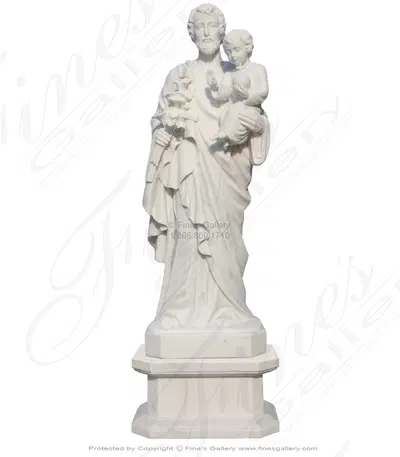 St Joseph with Baby Jesus Marble Statue