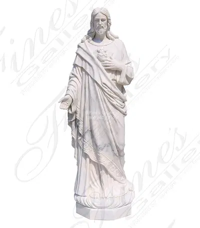 Sacred Heart of Jesus in Hand Carved Marble