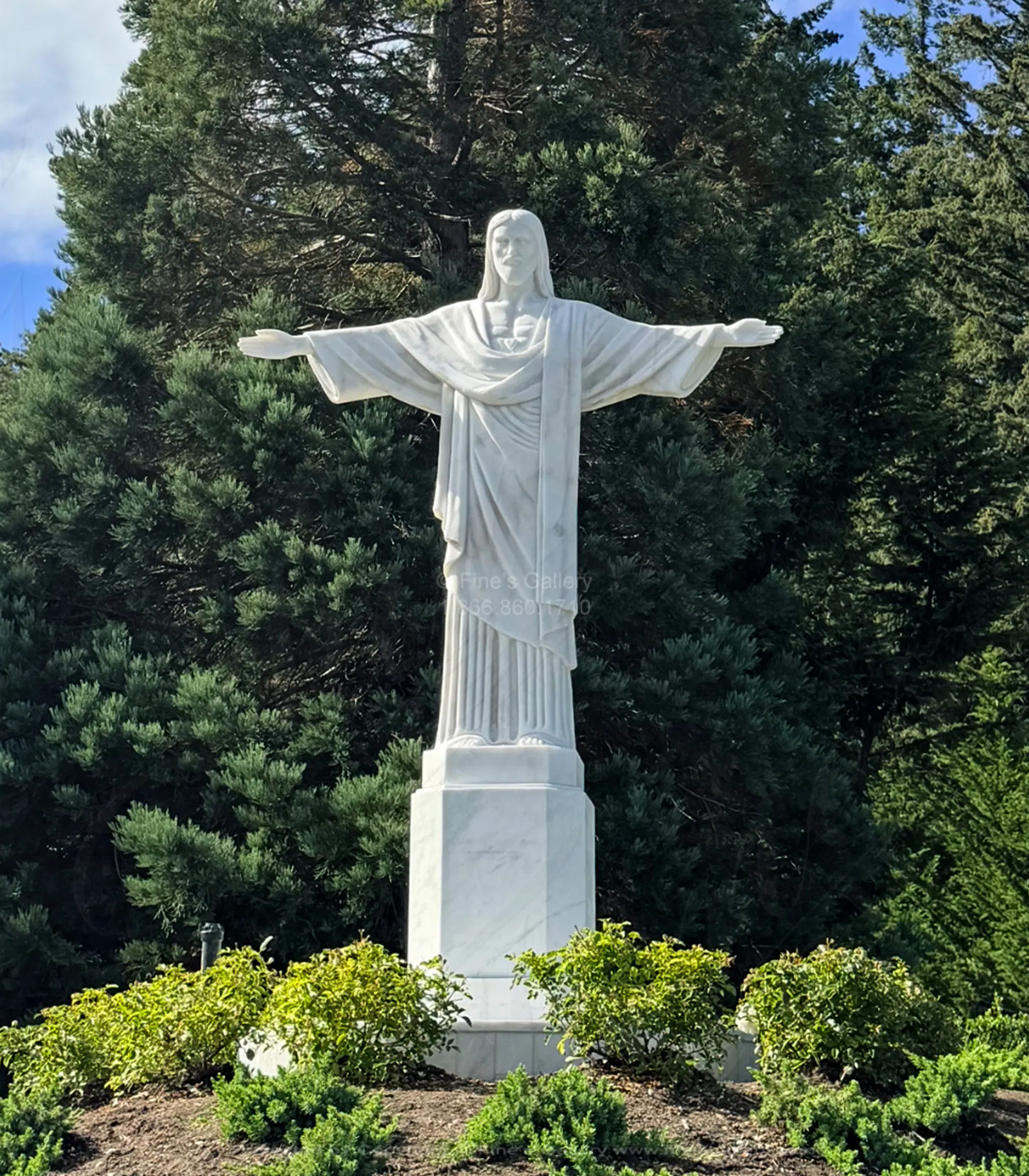 Christ the Redeemer Marble Statue — Model MS-1625 — Hand-Crafted by Fine's Gallery