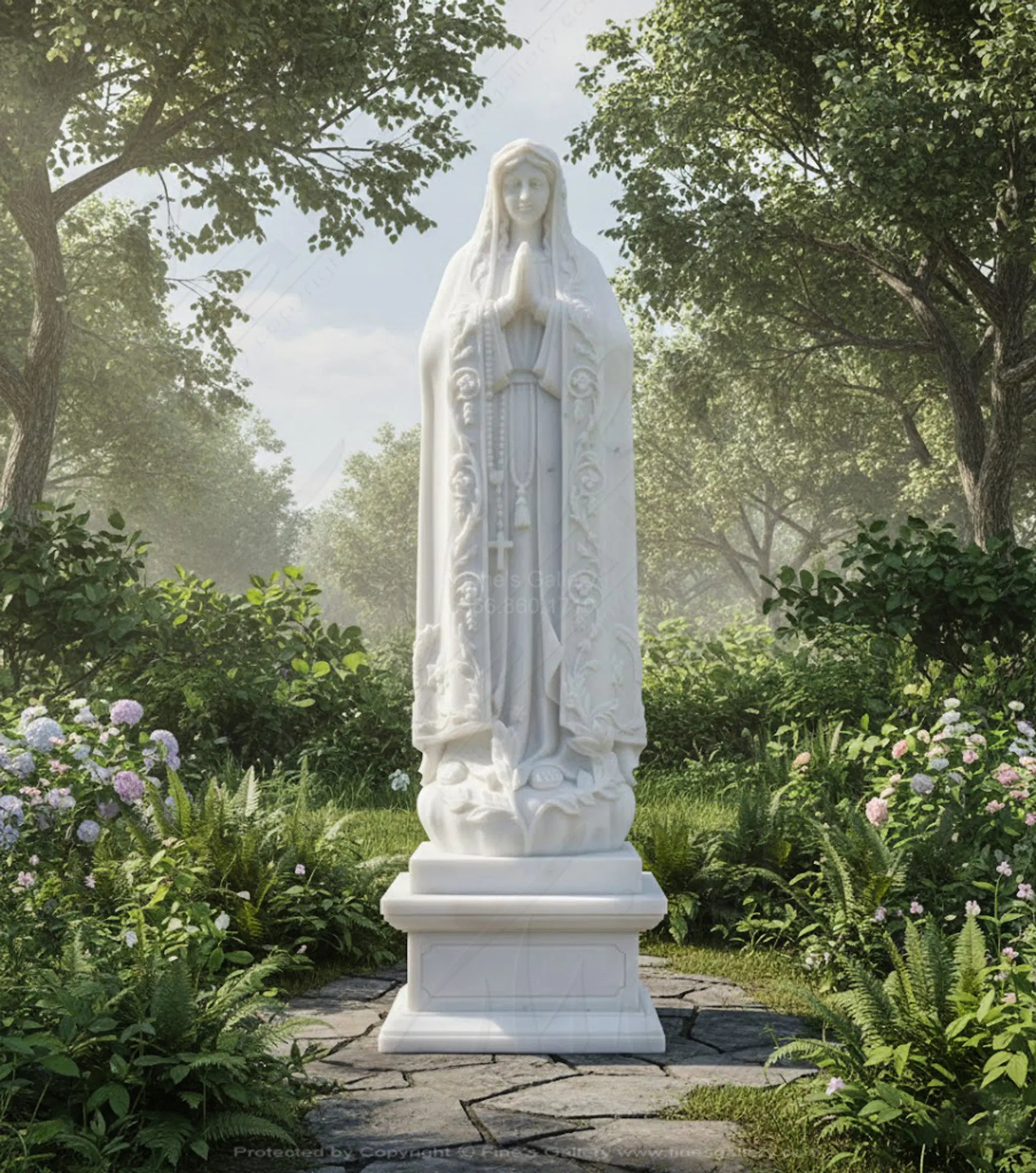 63" Our Lady Fatima Marble Statue 