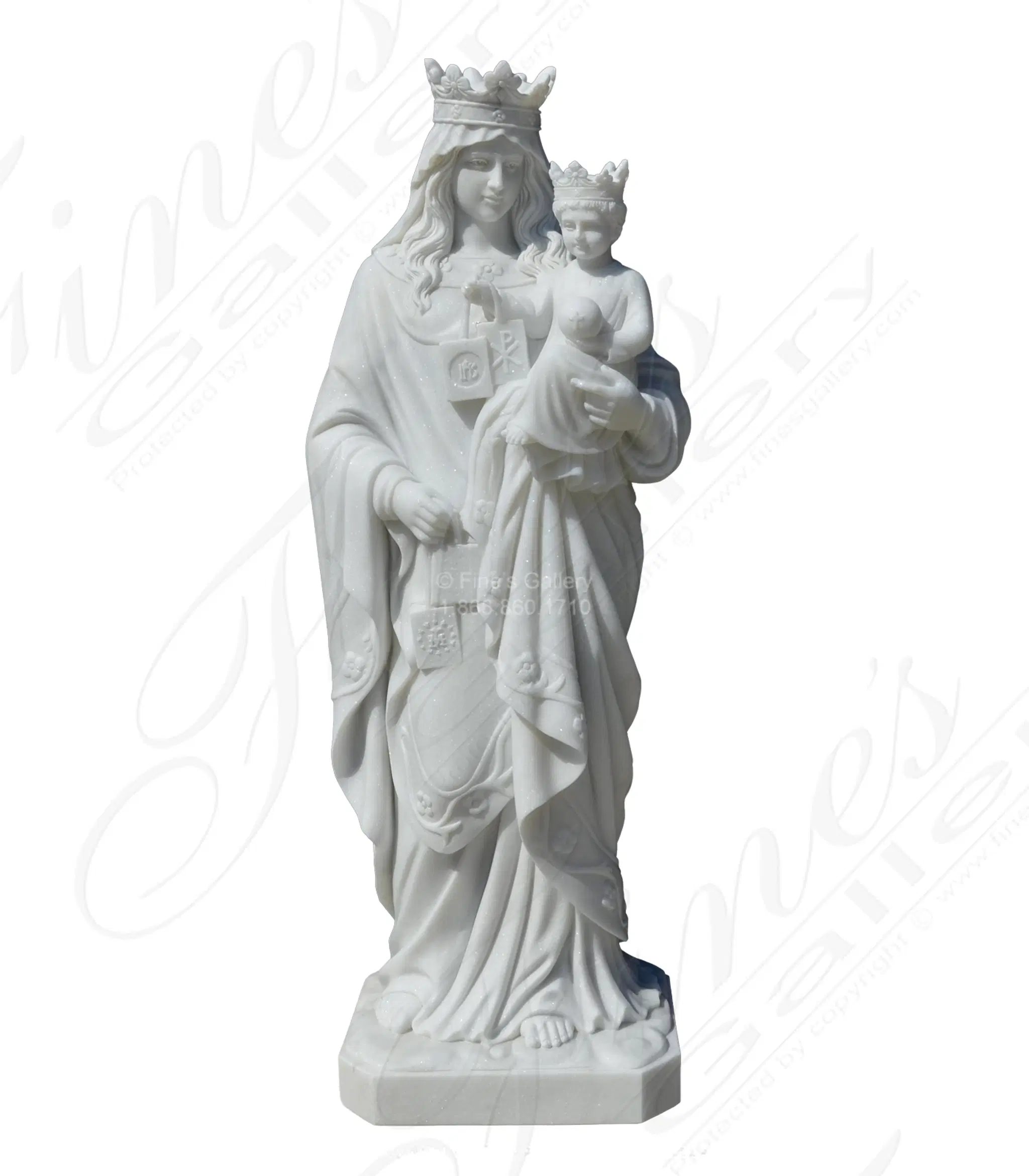 60" Our Lady Of Mt St Carmel in Statuary Marble — Model MS-1640 — Hand-Crafted by Fine's Gallery