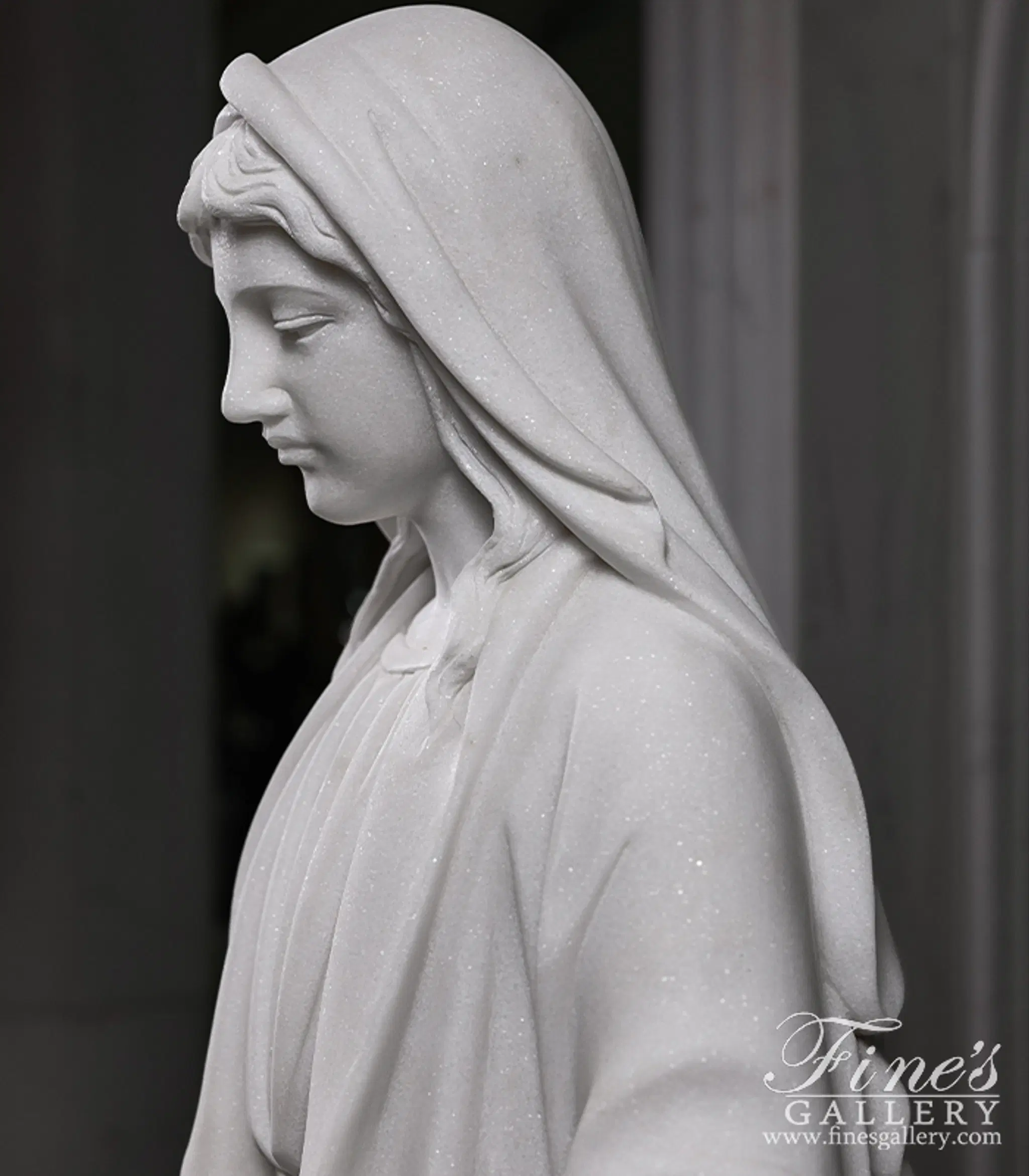 Our Lady of Grace Marble Statue in Statuary Marble — Model MS-1654 — detail view 6