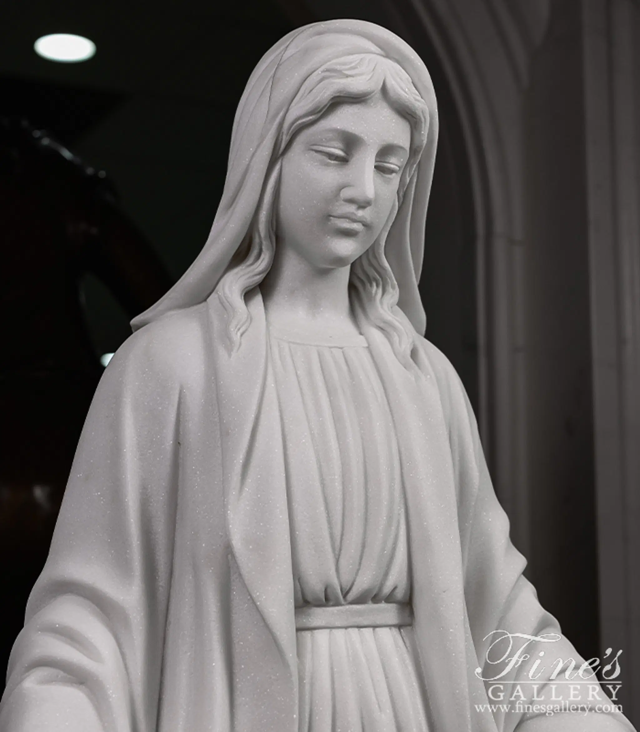 Our Lady of Grace Marble Statue in Statuary Marble — Model MS-1654 — detail view 2