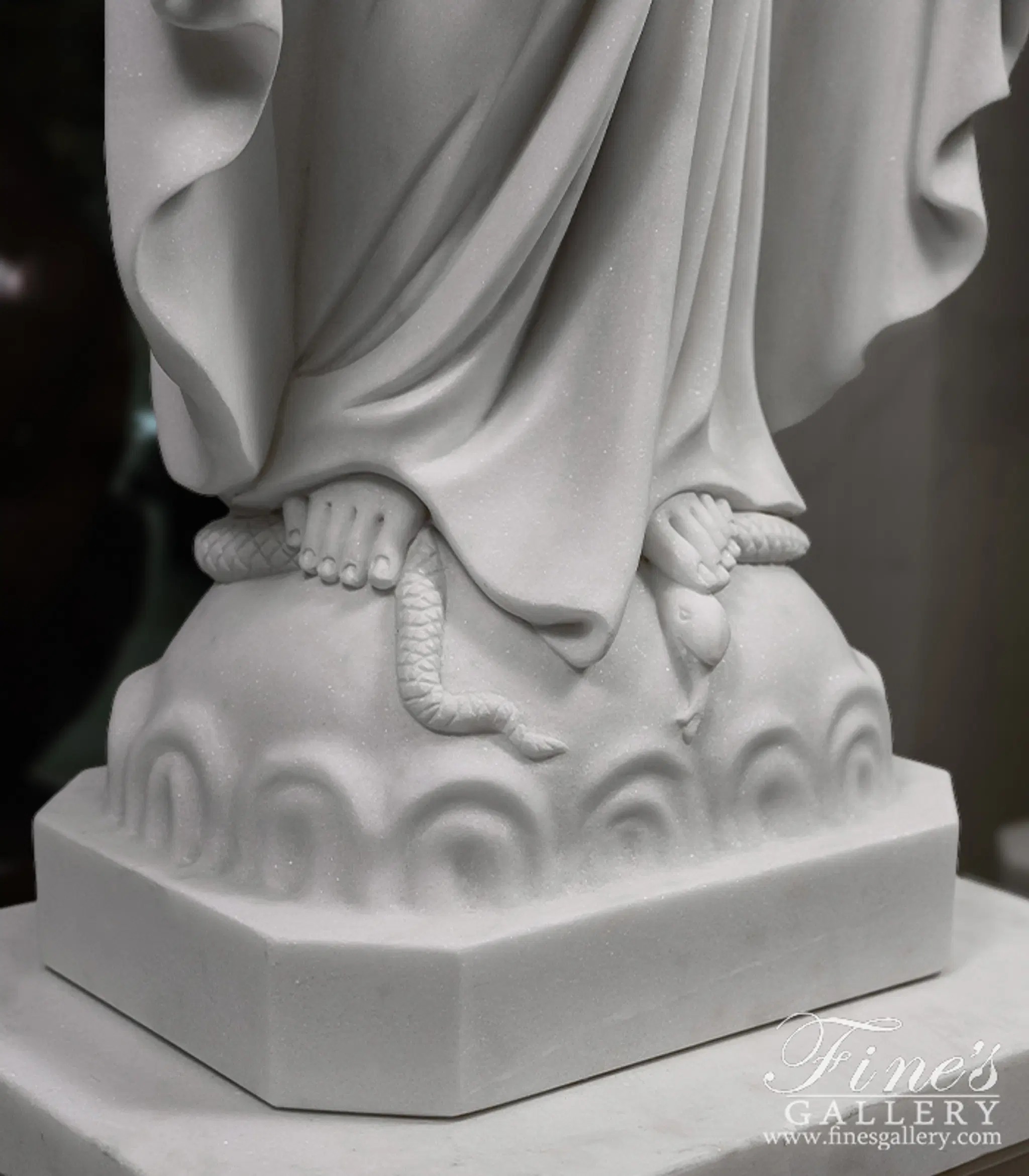 Our Lady of Grace Marble Statue in Statuary Marble — Model MS-1654 — detail view 4