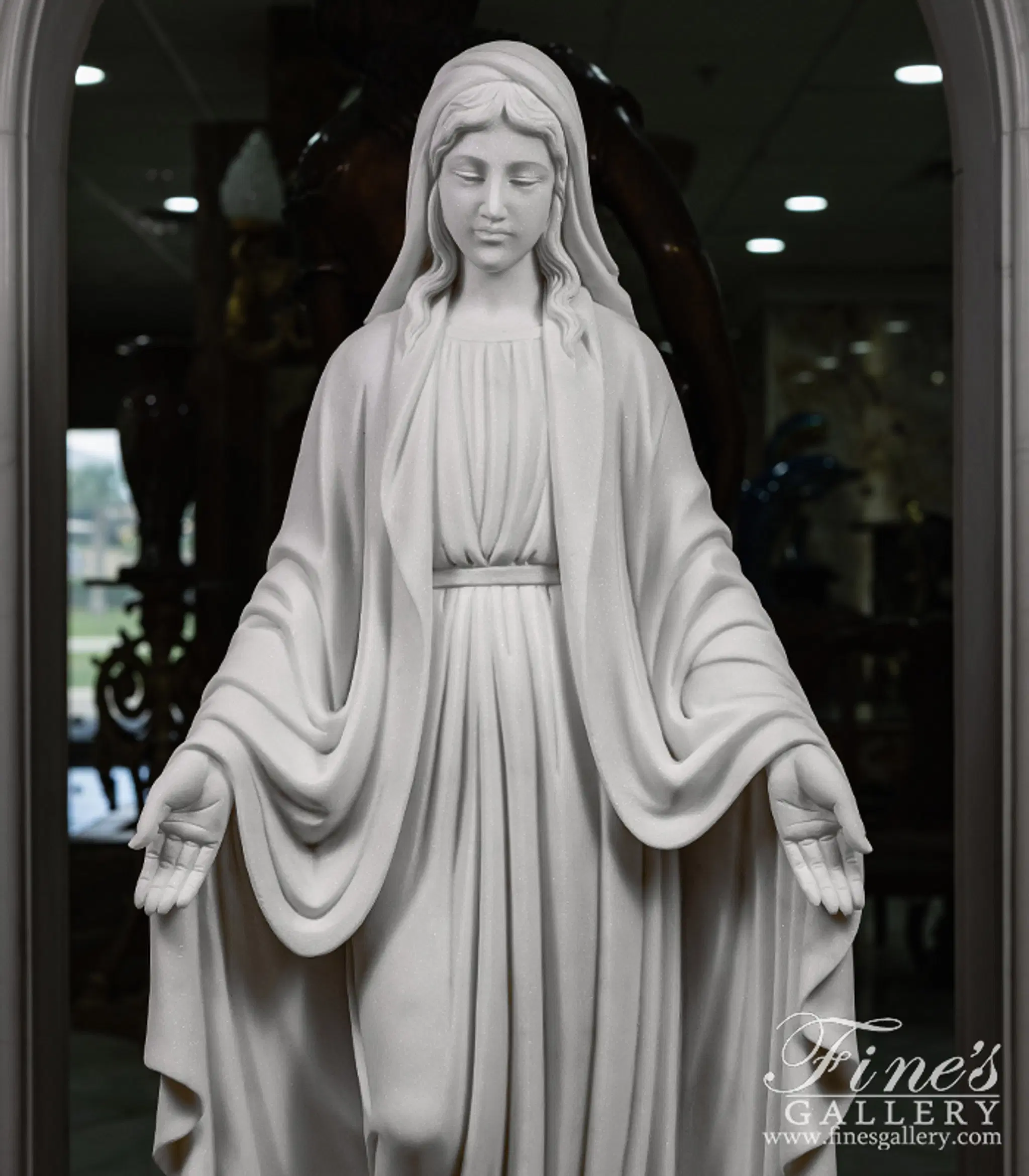 Our Lady of Grace Marble Statue in Statuary Marble — Model MS-1654 — detail view 5