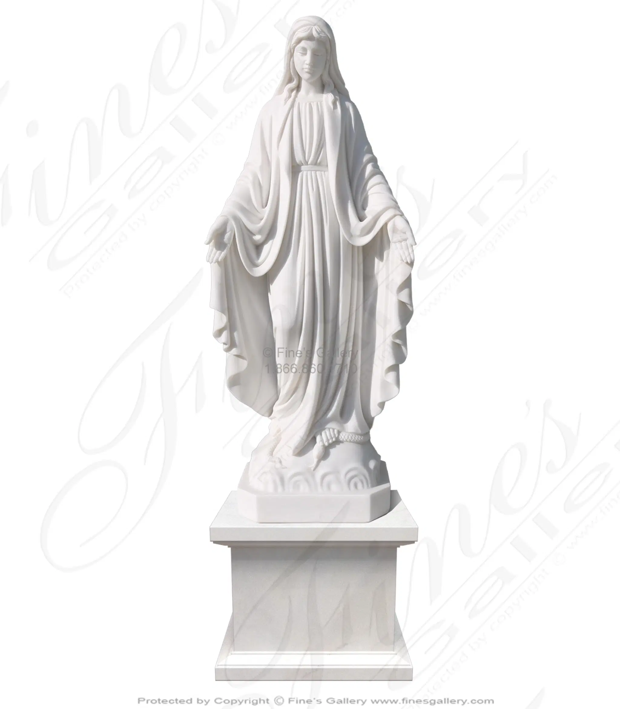 Our Lady of Grace Marble Statue in Statuary Marble — Model MS-1654 — Hand-Crafted by Fine's Gallery