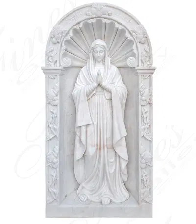 Bespoke Praying Virgin Mary and Grotto in Statuary Marble