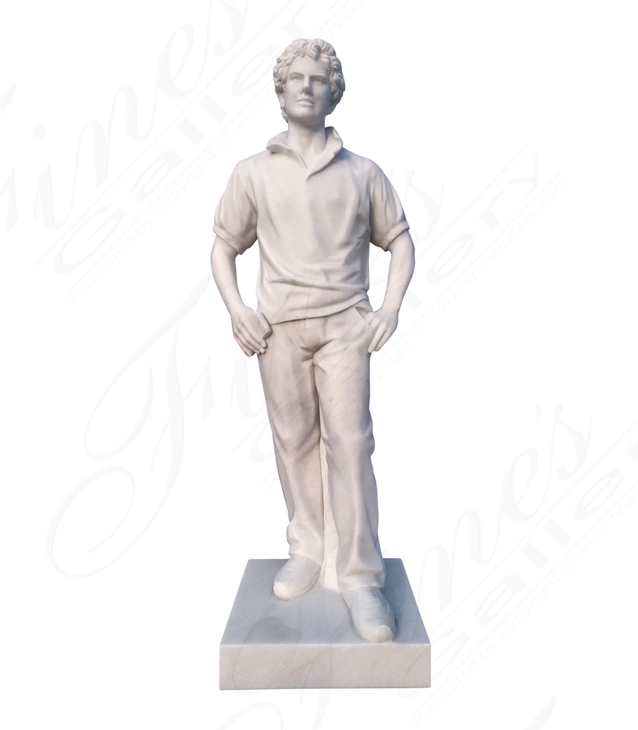 Life Size statue of Carlo Acutis in Statuary Marble — Model MS-1669 — Hand-Crafted by Fine's Gallery