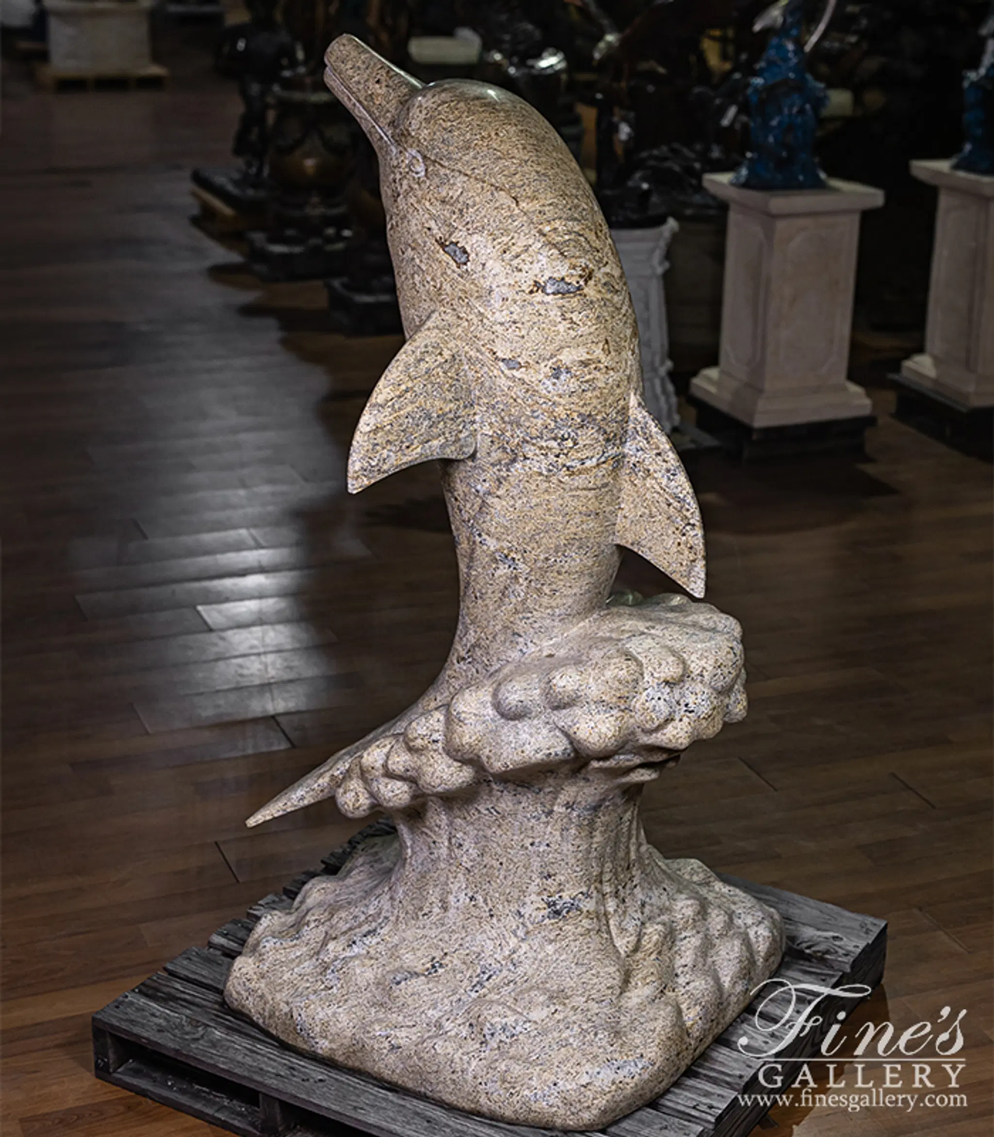 Dolphin Statue in Solid Granite — Model MS-1670 — detail view 4