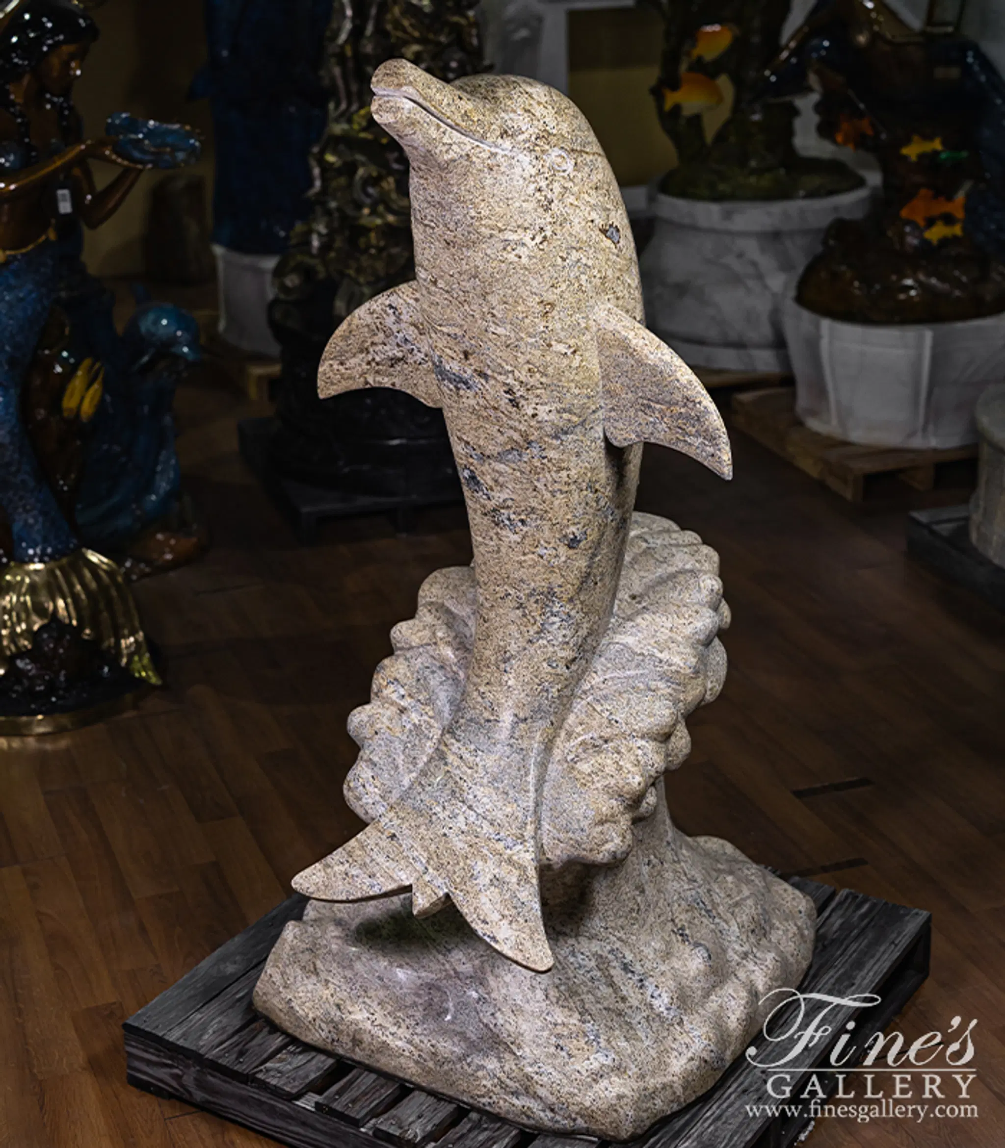 Dolphin Statue in Solid Granite — Model MS-1670 — detail view 5