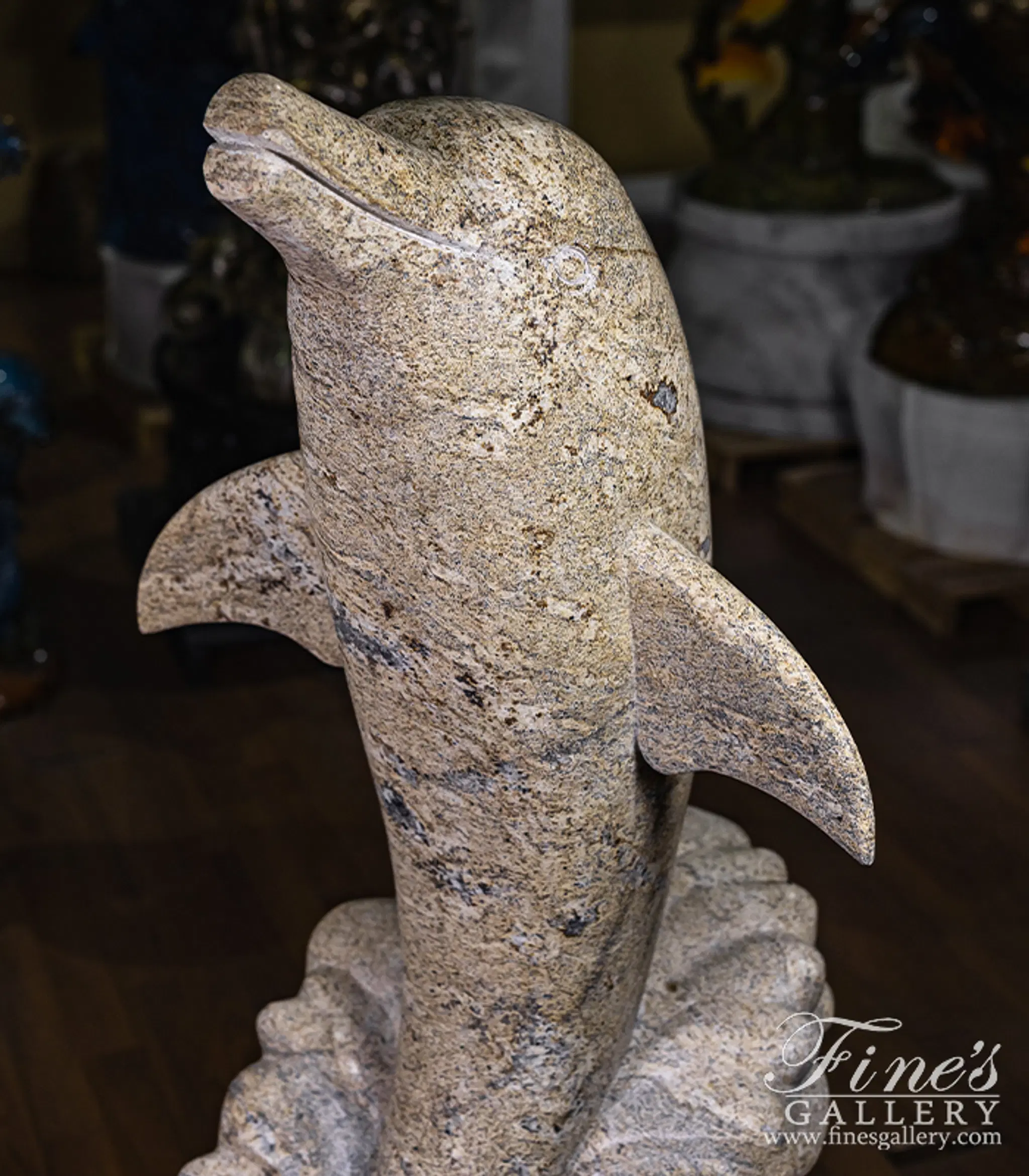 Dolphin Statue in Solid Granite — Model MS-1670 — detail view 6
