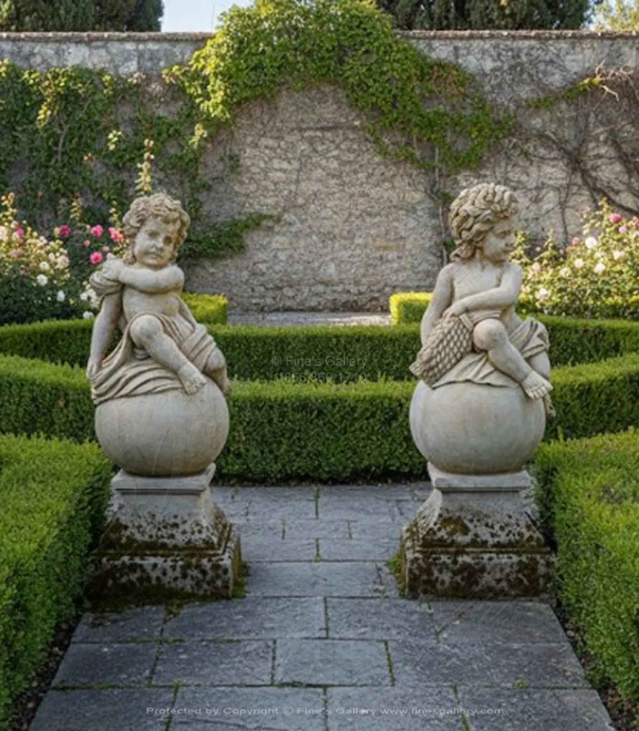 Vintage Pair of Cherubs in Rare Breccia Tone Marble - Approx age 23 years of age