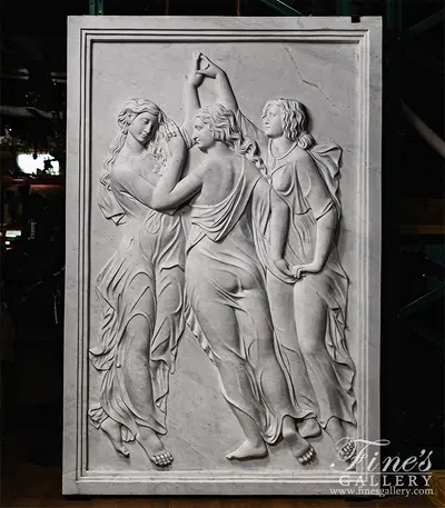 Three Graces Marble Statue - Botticelli's Primavera Relief Sculpture - Handcrafted Home Decor