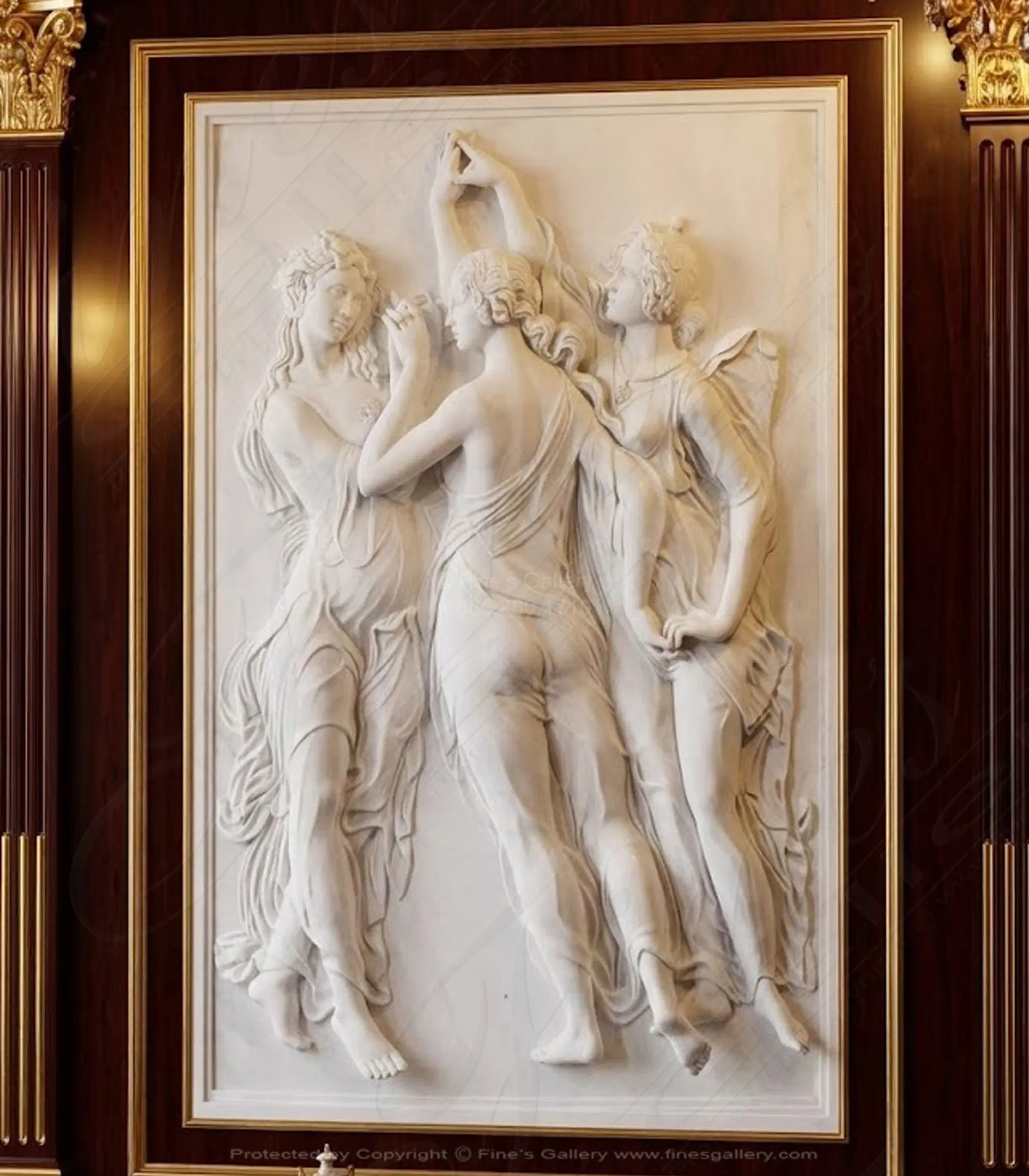 Three Graces Marble Statue - Botticelli's Primavera Relief Sculpture - Handcrafted Home Decor