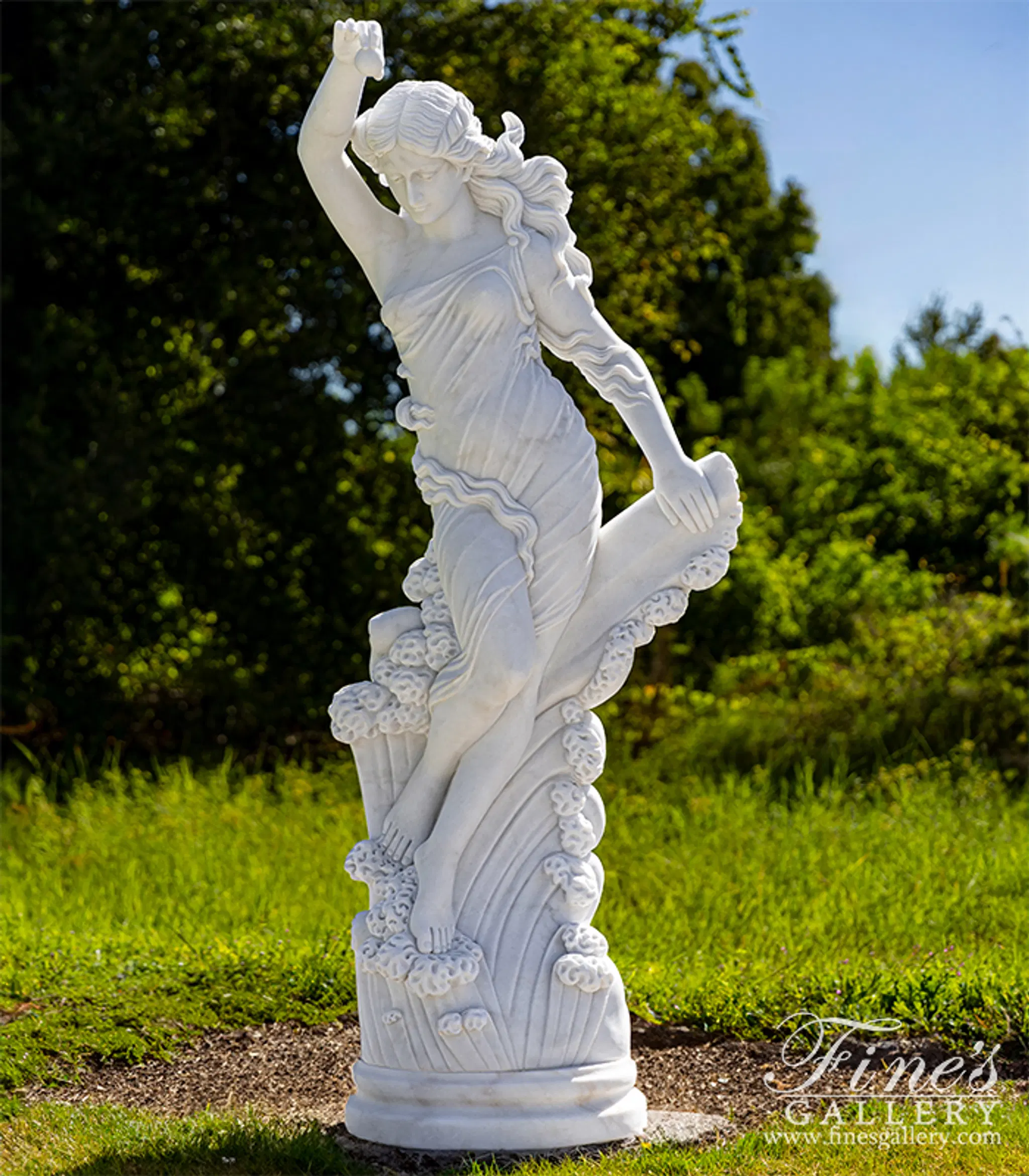 Water Nymph in Hand Carved Statuary Marble — Model MS-327 — Hand-Crafted by Fine's Gallery