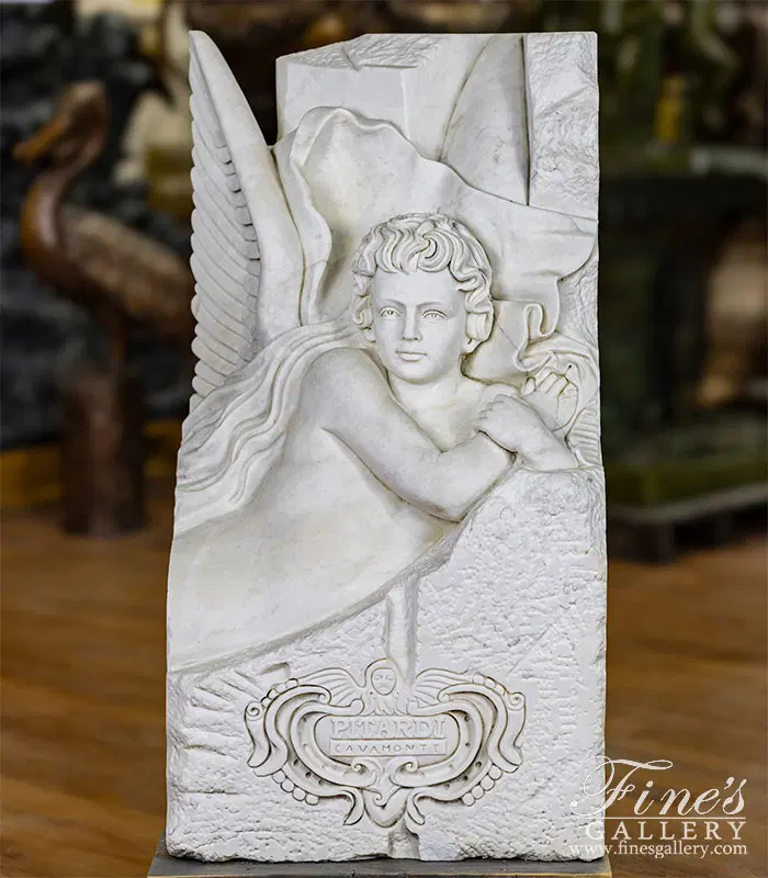 Marble Arch Angel Statue in Aged white marble