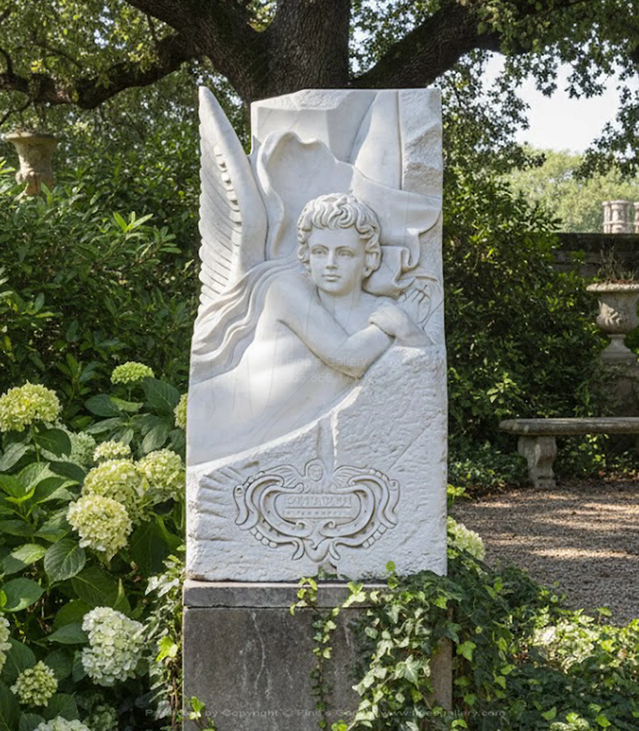 Marble Arch Angel Statue in Aged white marble