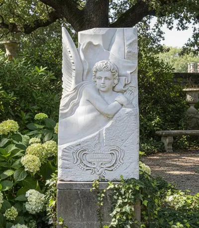 Marble Arch Angel Statue in Aged white marble