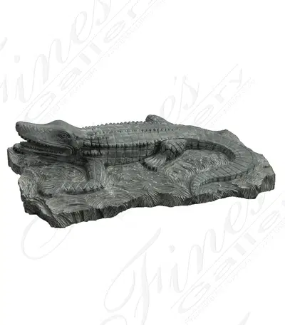 Hand Carved Natural Stone Alligator Statue