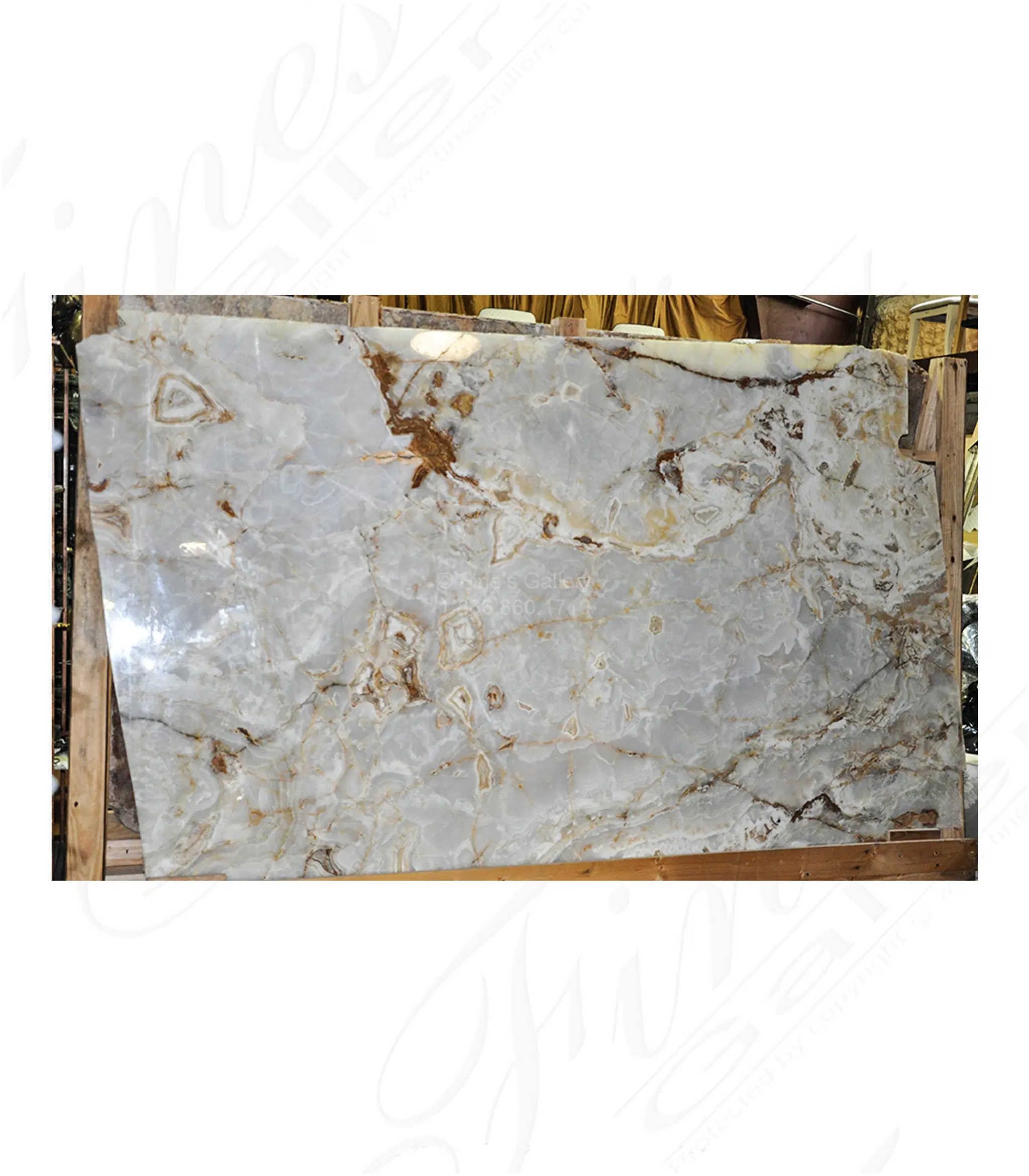 Premium Onyx Marble Slabs - Set of 2 Natural Stone Slabs — Model MSLB-001 — Hand-Crafted by Fine's Gallery