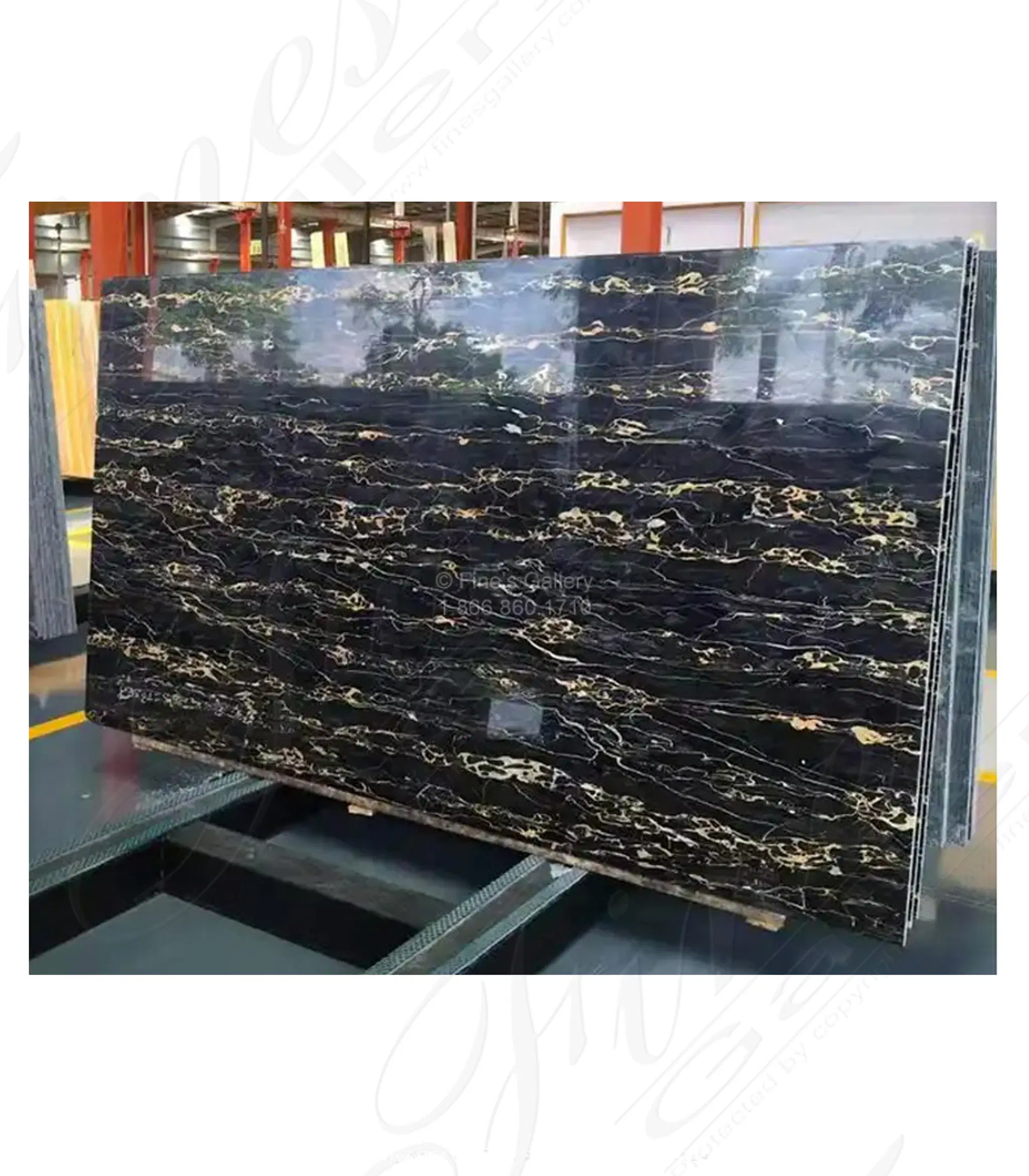 Nero Portoro Marble Slabs — Model MSLB-018 — Hand-Crafted by Fine's Gallery