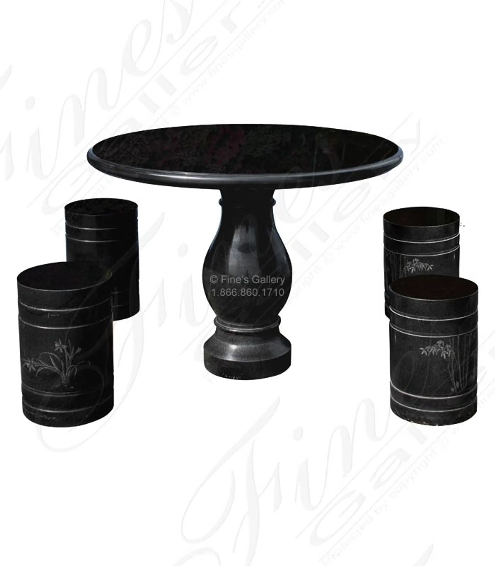Garden Table in Solid Black Granite