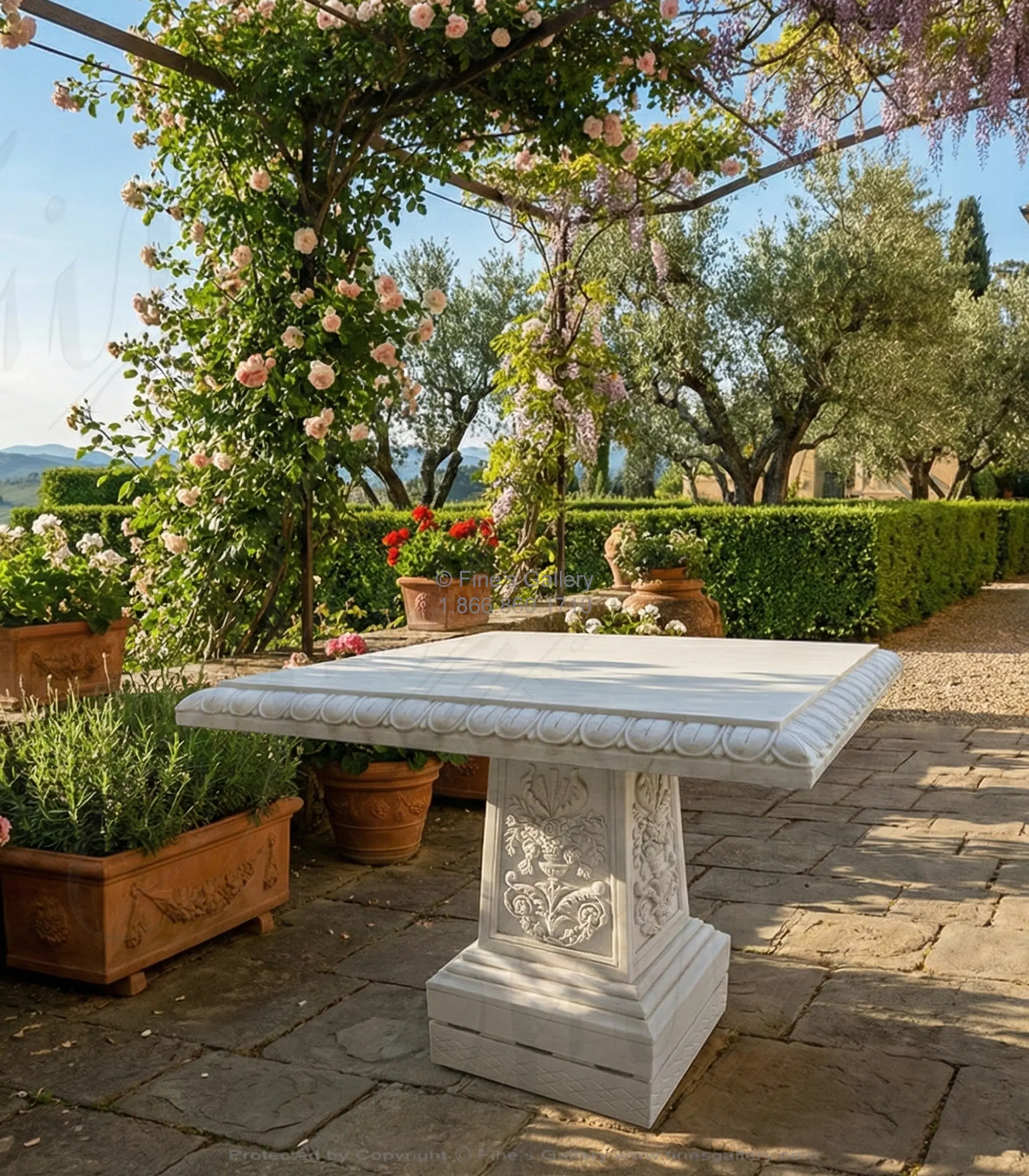 Vintage Collection - Ornate Table in Statuary Marble