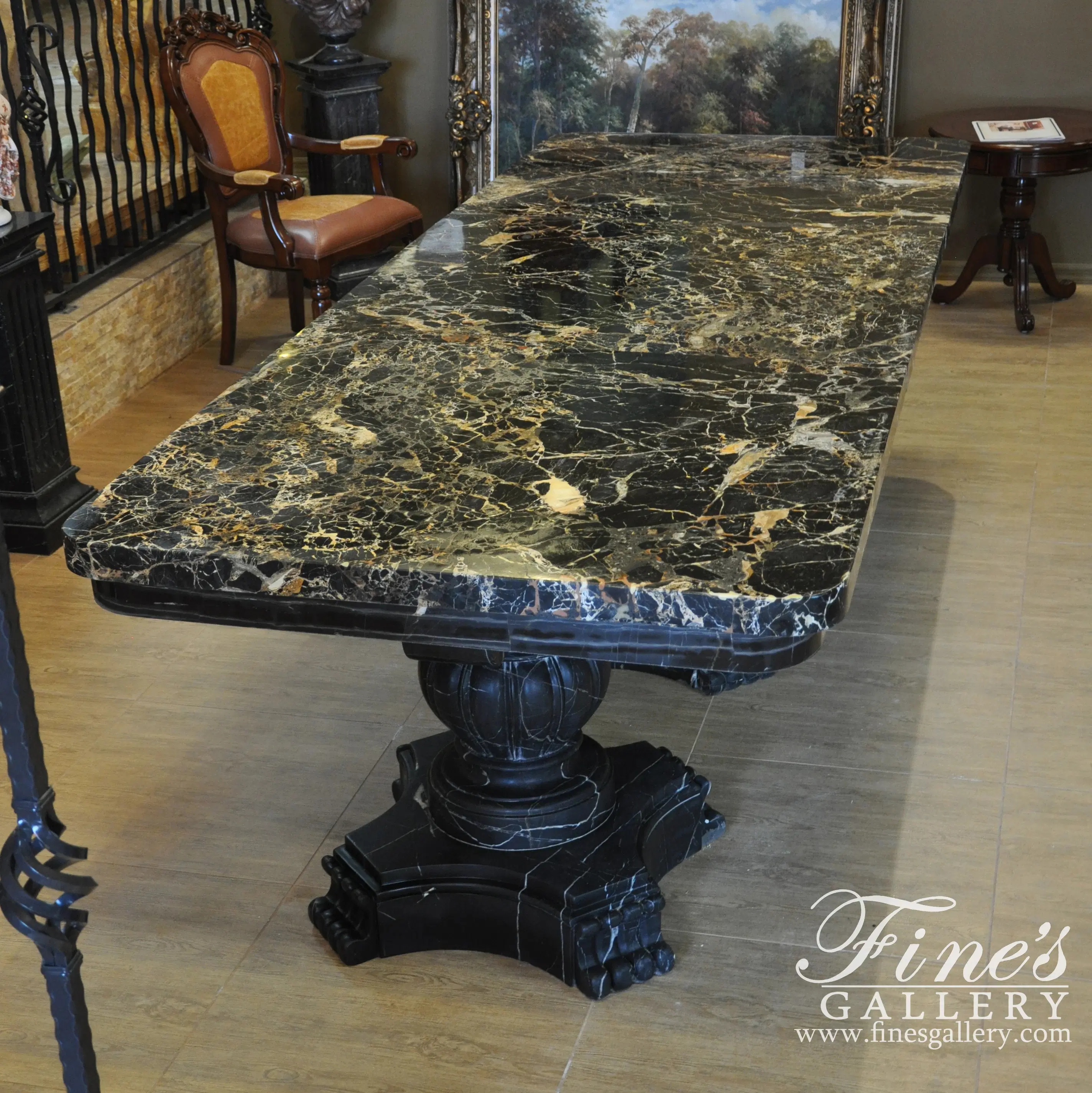 Marble Tables - XL Portoro Gold Dining Table - MT-222 - Fine's Gallery ...