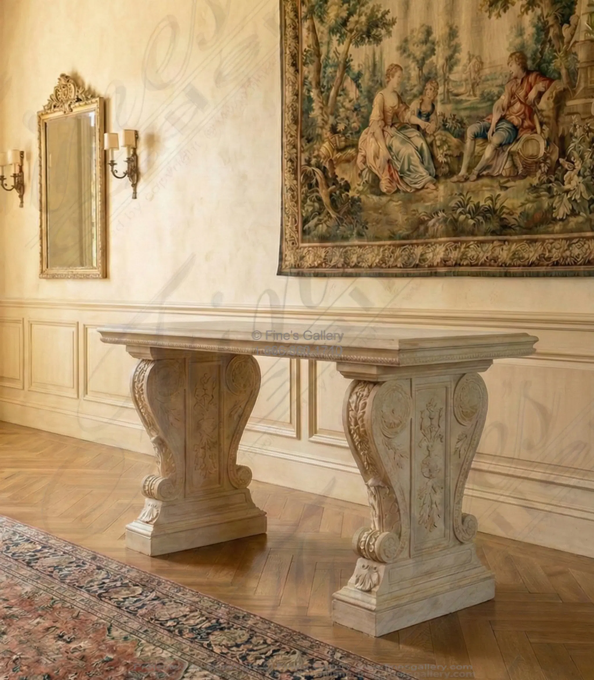 Light Cream Credenza Natural Marble Table